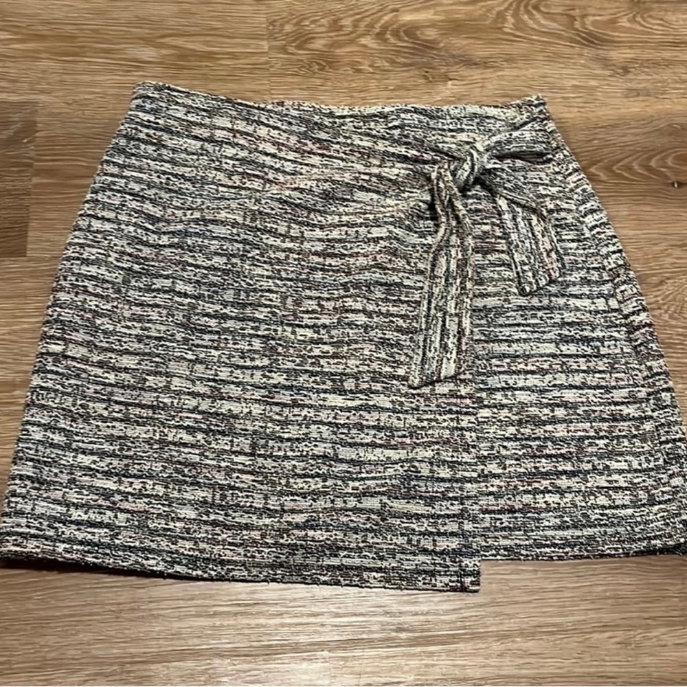 LOFT Tweed Faux Wrap Skirt